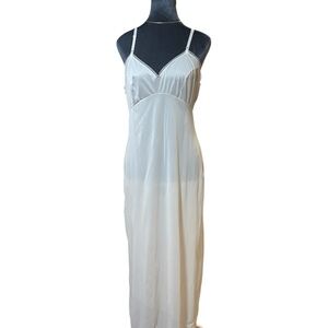 Vintage Sears White Nylon Long Slip Chemise with Adjustable Straps